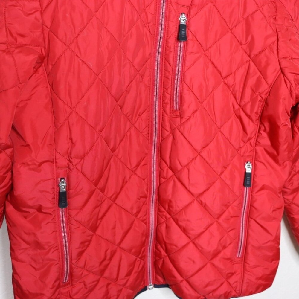 Lands' End Short Cozy Coat Size Small Red Winter Fall Diamond Quilted - Picture 5 of 8